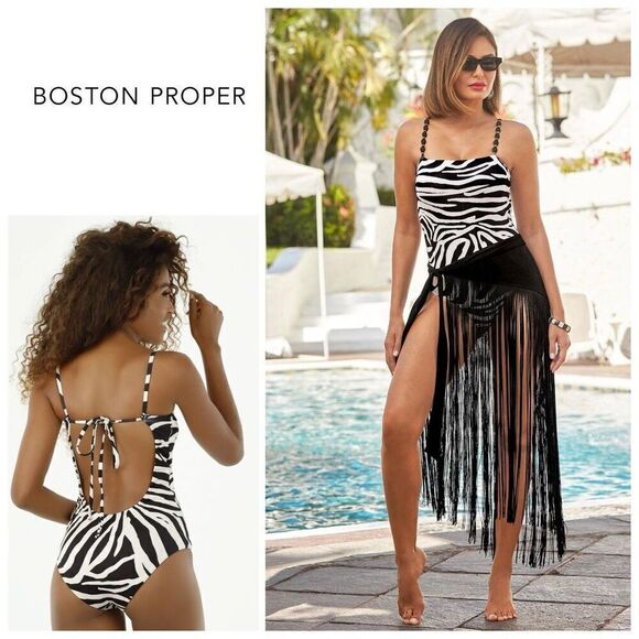 New. Boston Proper animal print swimsuit   Medium. Retails $127 - Picture 1 of 14